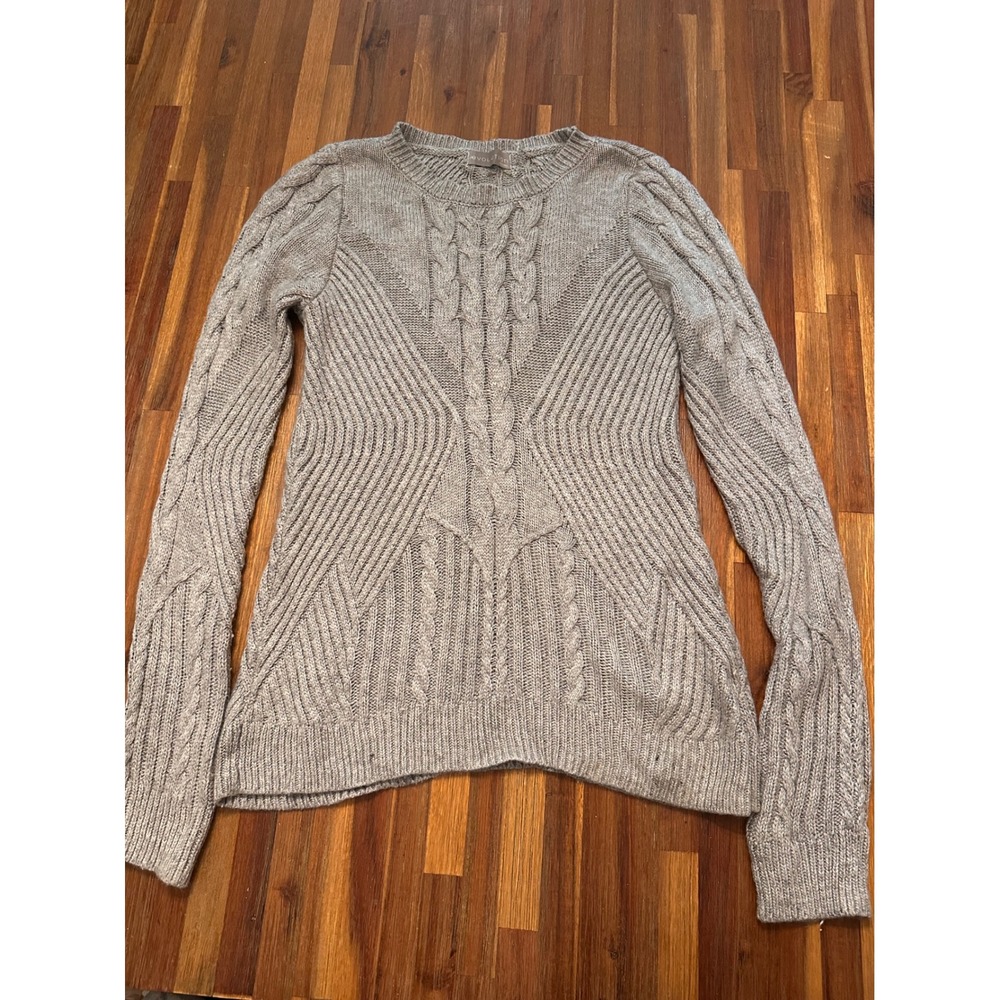 Cable Knit Sweater Womens S Grey Excellent Viscose Wool Mix E561602
